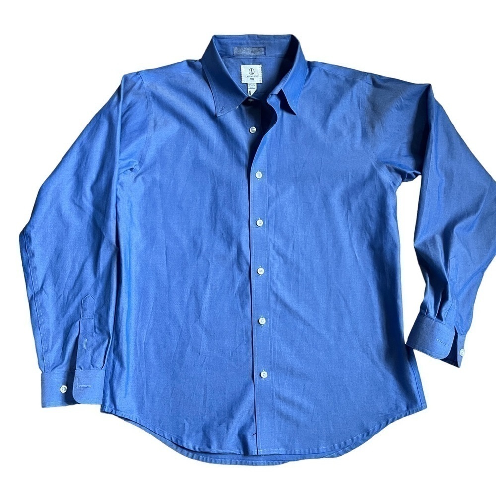 LANDS End boys blue button down dress shirt 13-14 years
